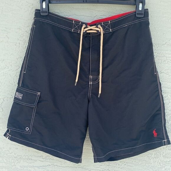 Polo Ralph Lauren Board Shorts Swim Trunks Sz L Black - Picture 1 of 12